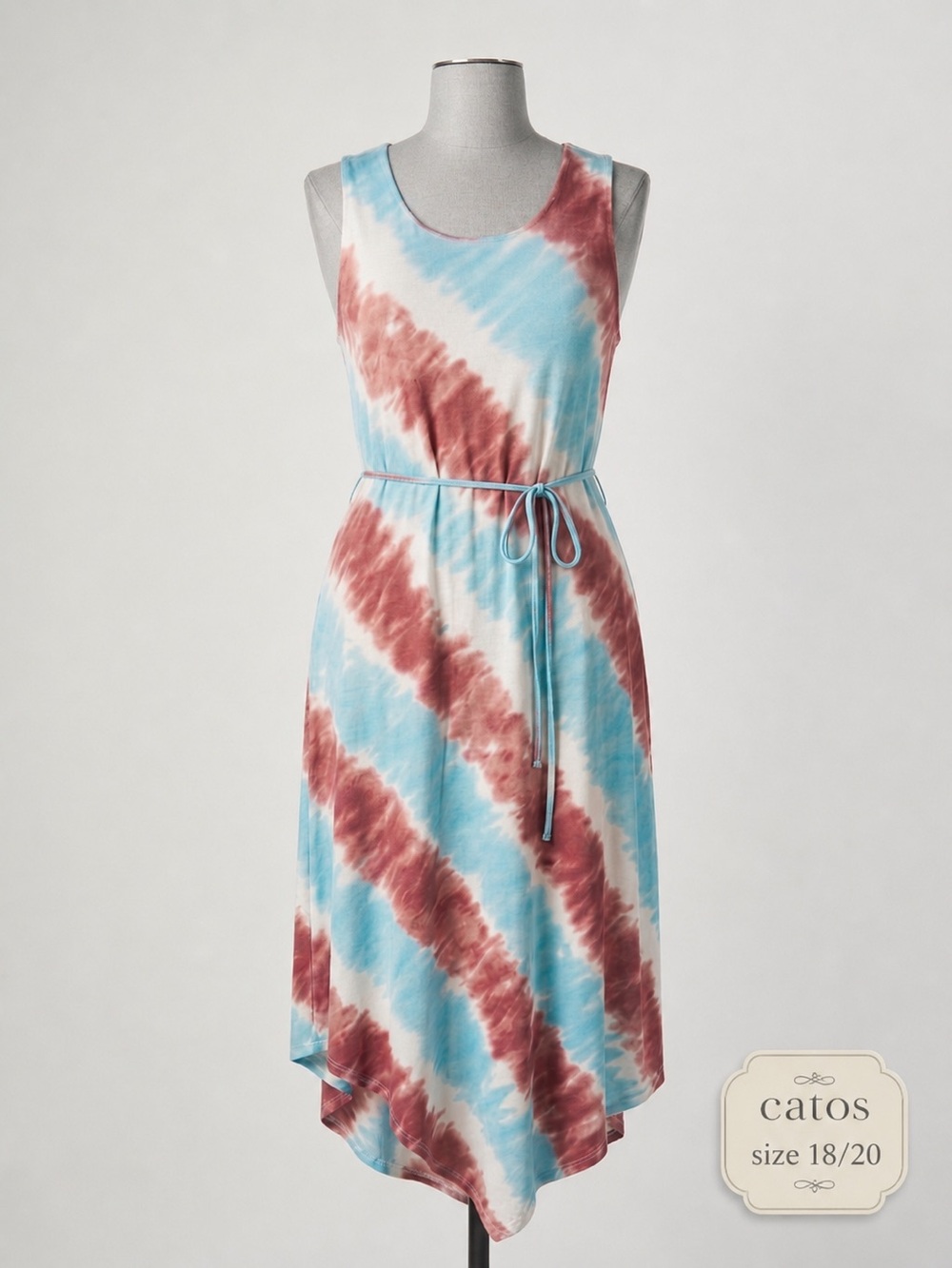 Cato Tie-Dye Midi Dress in Blue and Rust
